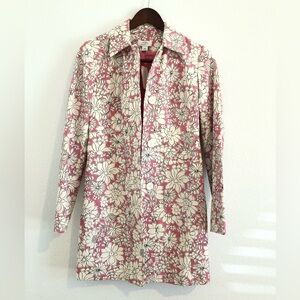 LOFT Cotton Trench Coat Floral Size 0